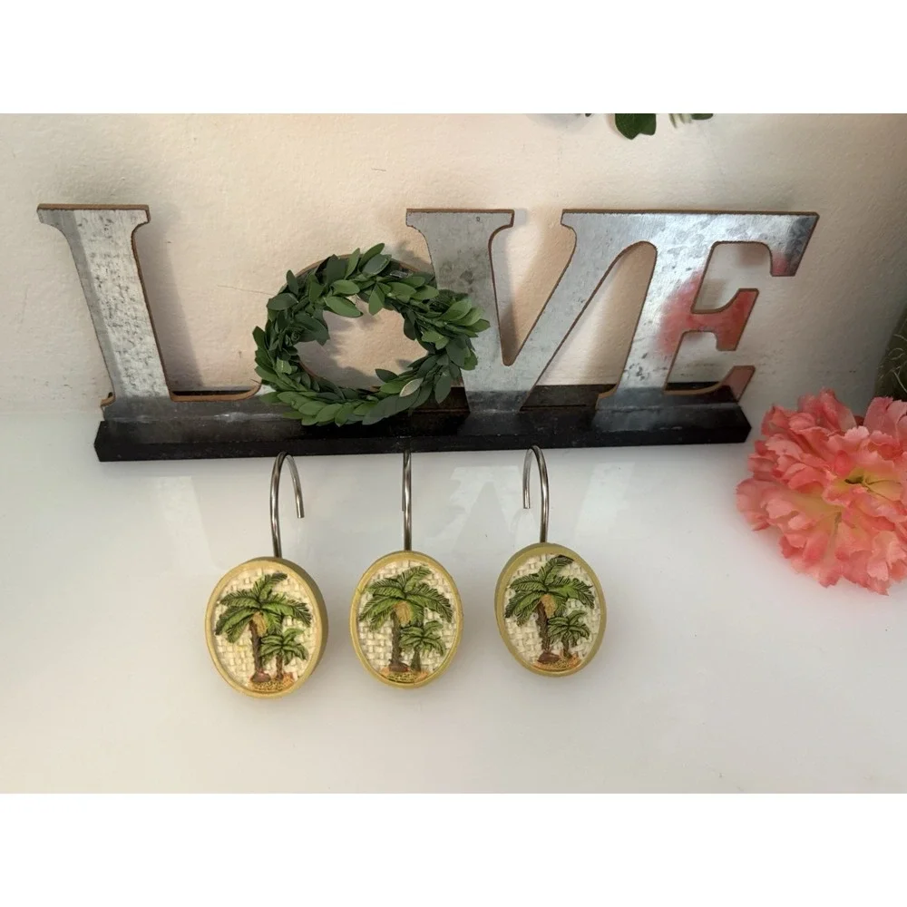 Vintage Bed Bath & Beyond Avanti Linens‎ Colony Palm Collection 12 Shower Hooks